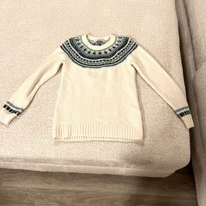 Loft Women’s Ivory White and Blue Sweater Size Small Petite